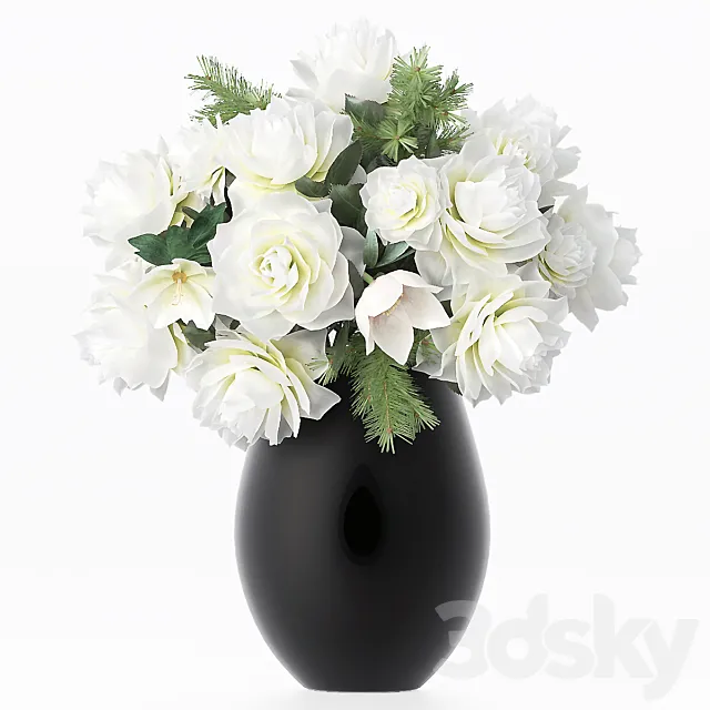 Bouquet of flowers in a vase 27 3D Model