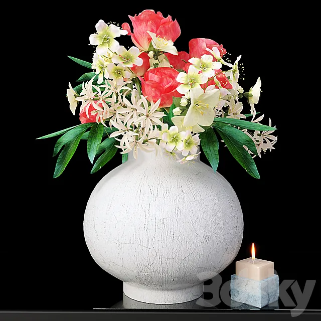 Bouquet of flowers in a vase 3DModel