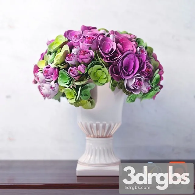 Bouquet Of Ghortensia Flowers And Roses 3 3D Model Free