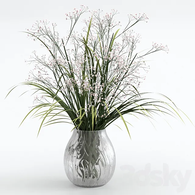 Bouquet of grass with flowers 3DModel