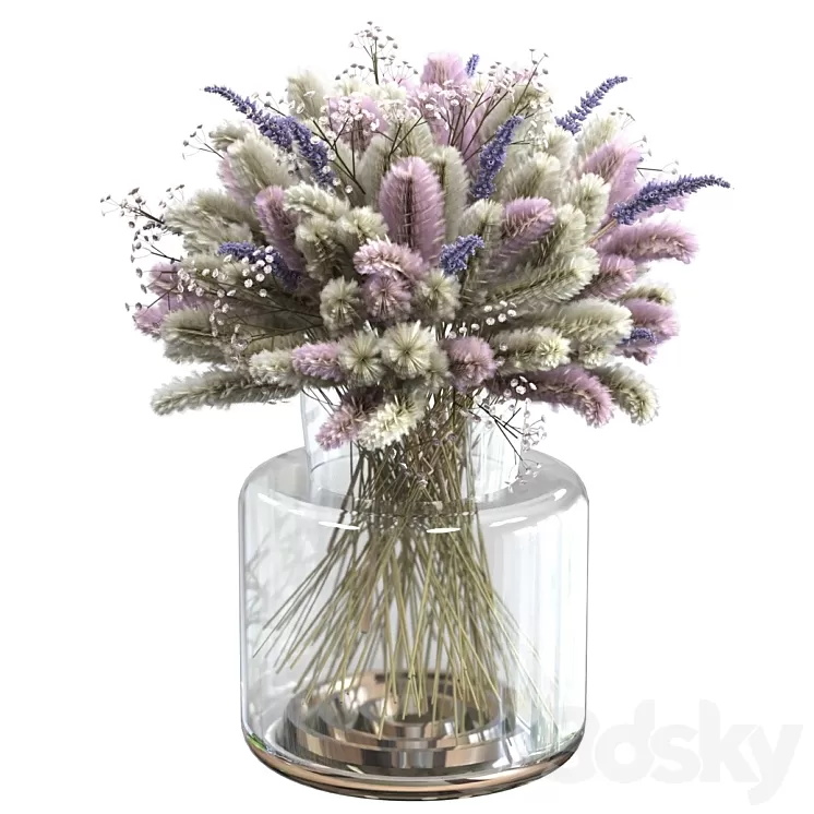 Bouquet of lagurus and lavender 3D Model Free