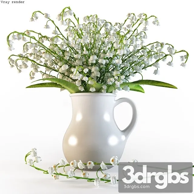 Bouquet of Lilies of the Valley in a Jug 1 3D Model Free
