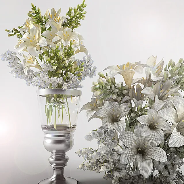 bouquet of lilies with: lilies of the Valley 3DModel