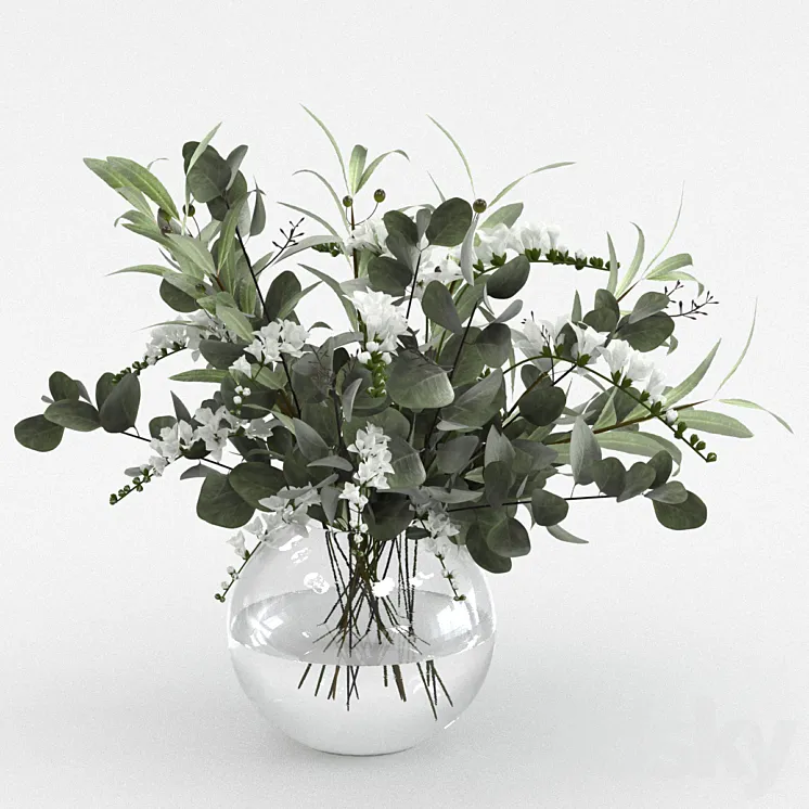 Bouquet of olive and eucalyptus branches 3D Model Free