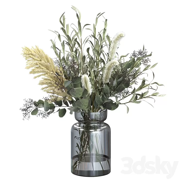 Bouquet of olive with pennisetum and pampas grass 3D Model Free