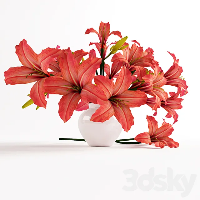 Bouquet of orange lilies 3D Model