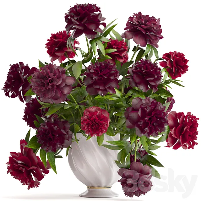 Bouquet of peonies. 38.  Peonies Bouquet of Peonies vase decor burgundy flowers classic vase 3D Model