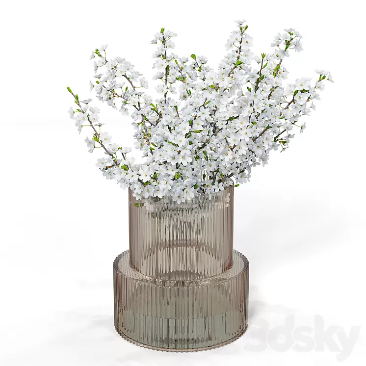 Bouquet of plum blossoms in a vase H&M 3D Model Free