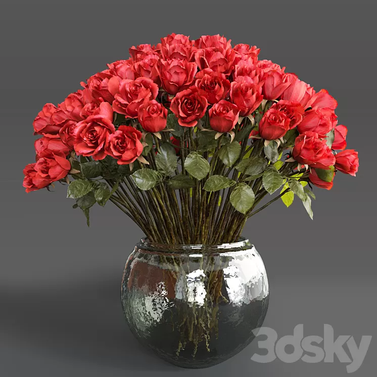 Bouquet of red roses 3D Model