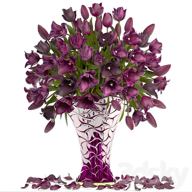 Bouquet of tulips 21. Tulips. spring flowers. vase. decor 3DModel