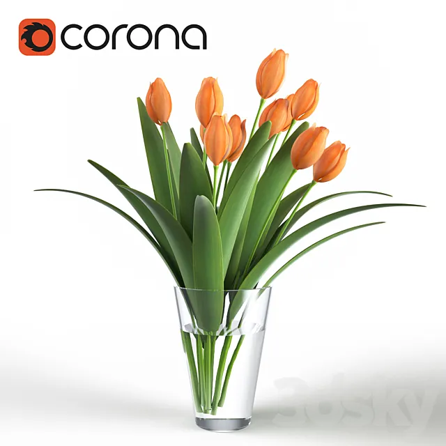 Bouquet of tulips in a glass vase Free Download