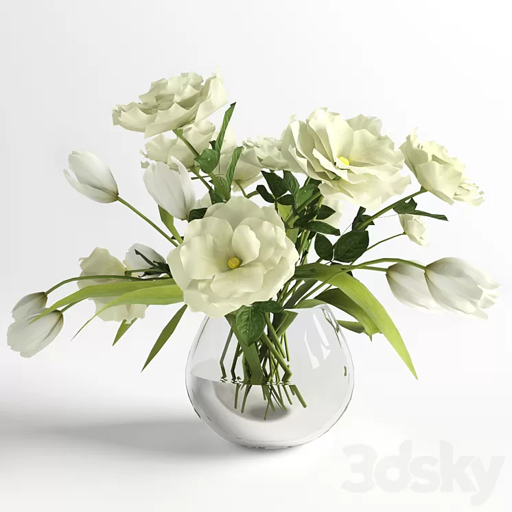 Bouquet of White Flowers 3D Model
