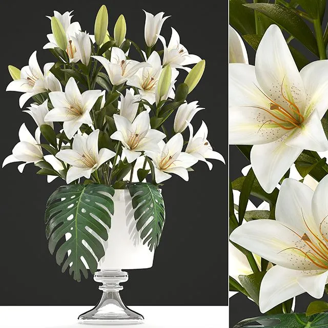 Bouquet of white flowers 51 3D Model