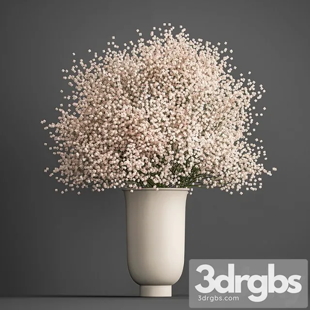 Bouquet of White Flowers in a Vase With Gypsophila Gibsolubka Kachim 201 3D Model Free