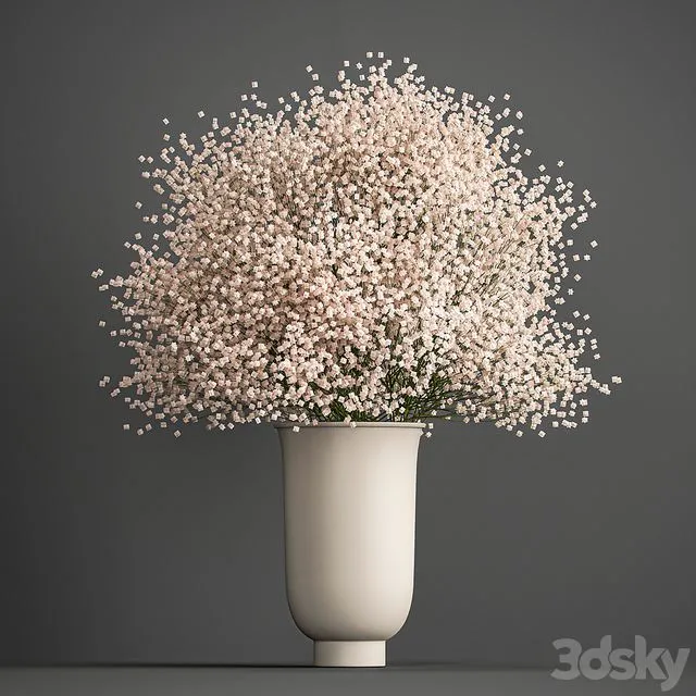 Bouquet of white flowers in a vase with Gypsophila Gibsolyubka Kachim. 201 3D Model