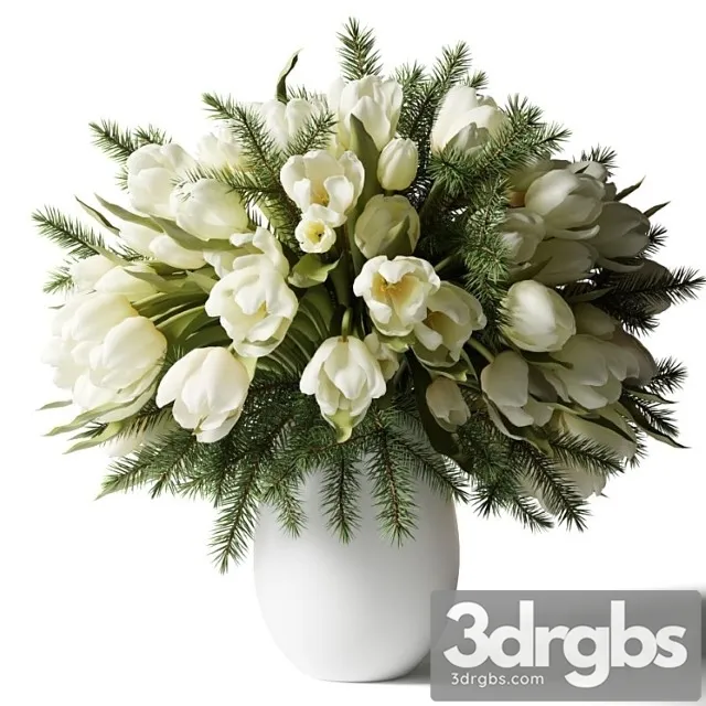 Bouquet of White Tulips in a White Vase Free Download
