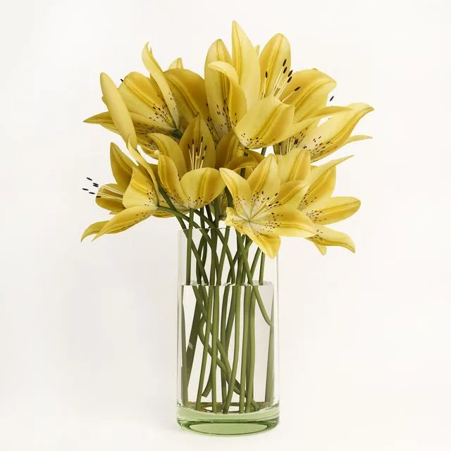 Bouquet of yellow lilies 3D Model