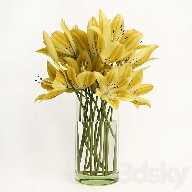 Bouquet of yellow lilies 3DModel