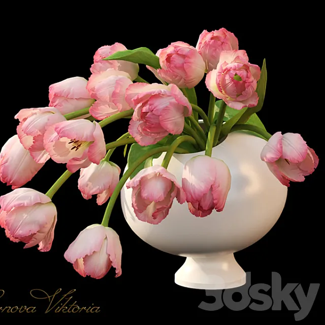 Bouquet pink tulips 3D Model