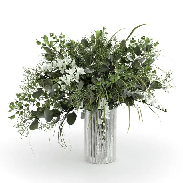 Bouquet plants glass organics vase flower 3D Model