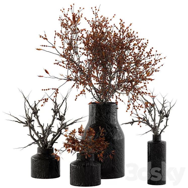 Bouquet Set 11 - Dried Branch and Berry 3D Model
