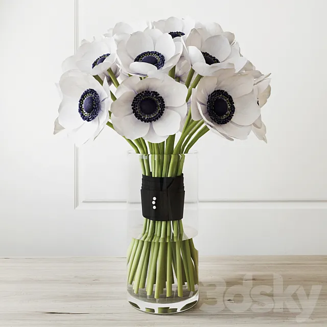 Bouquet (white anemone) 3DModel