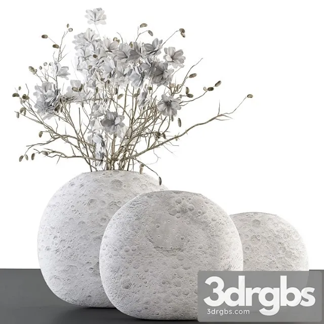 Bouquet White Flower In Circular Lunar Vase 88 3D Model Free