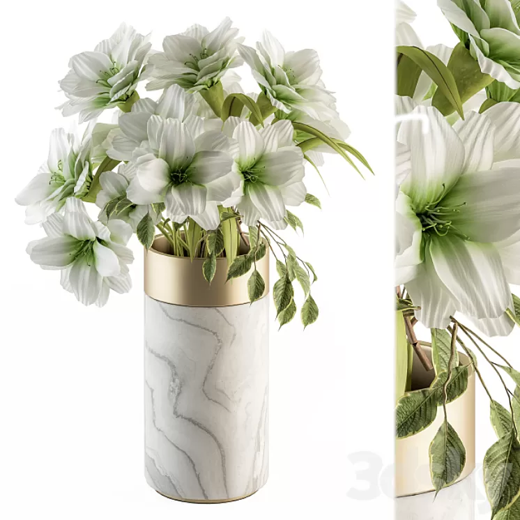 Bouquet - White Flower in Stone vase 53 3D Model Free