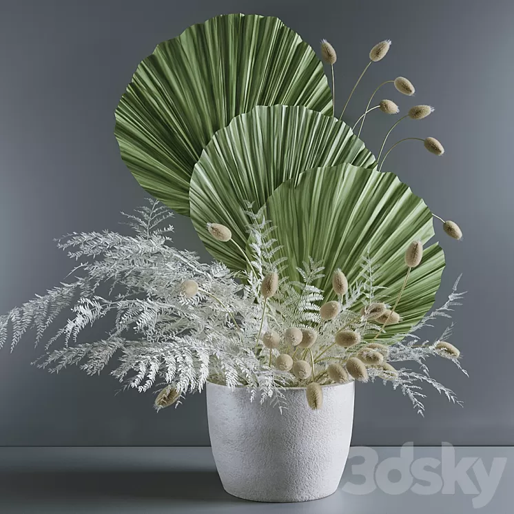 Bouquet with fern and lagurus 3D Model