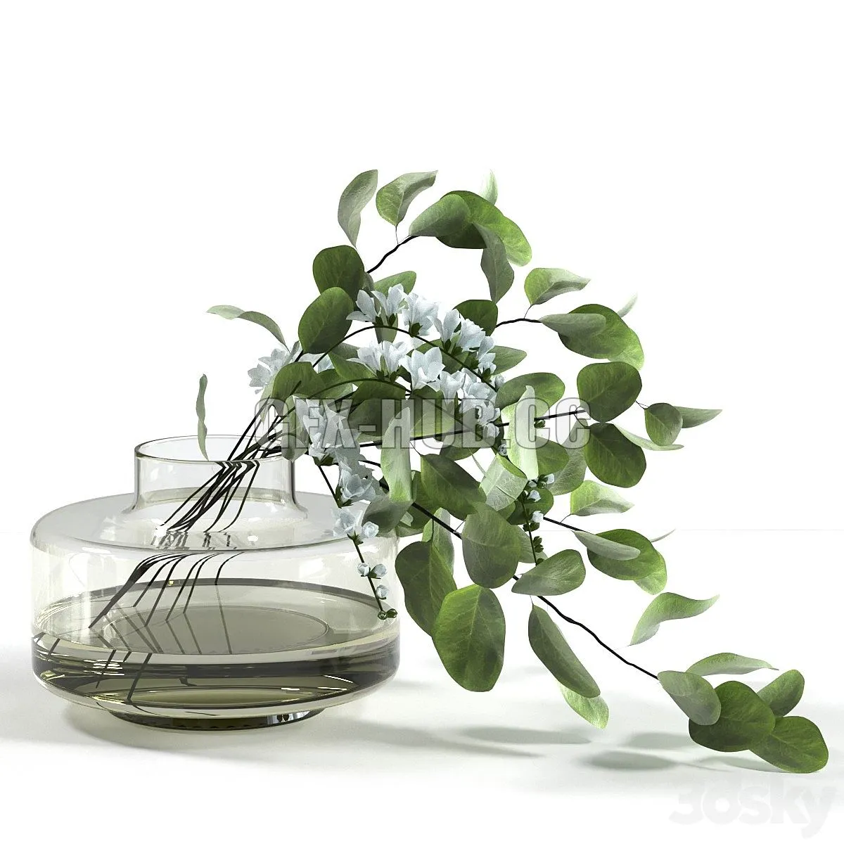 Bouquet with freesias and eucalyptus 3D Model