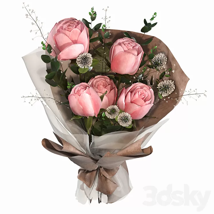 bouquet with roses 3D Model Free