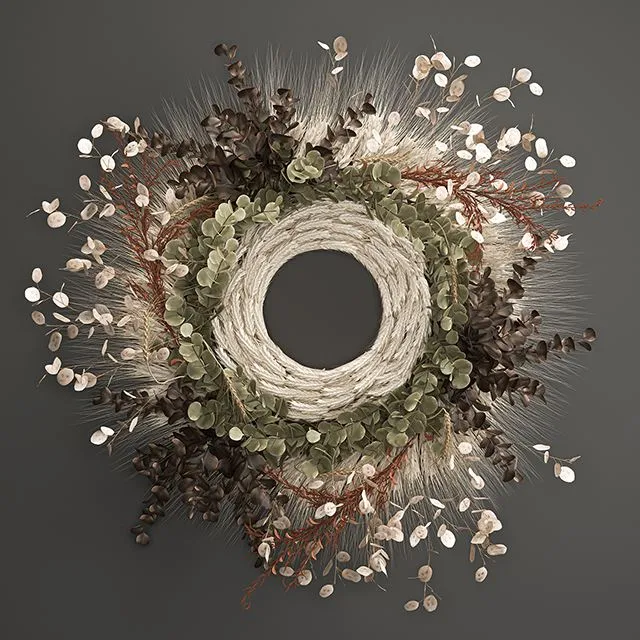 Bouquet wreath wall decor made of wheat dried flower Lunnik. 220 3D Model