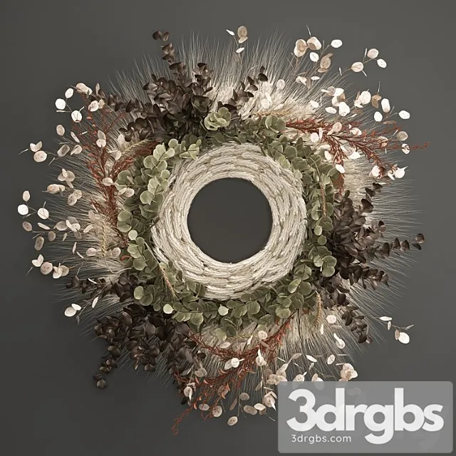 Bouquet wreath wall decor made of wheat, dried flower, lunnik. 220.