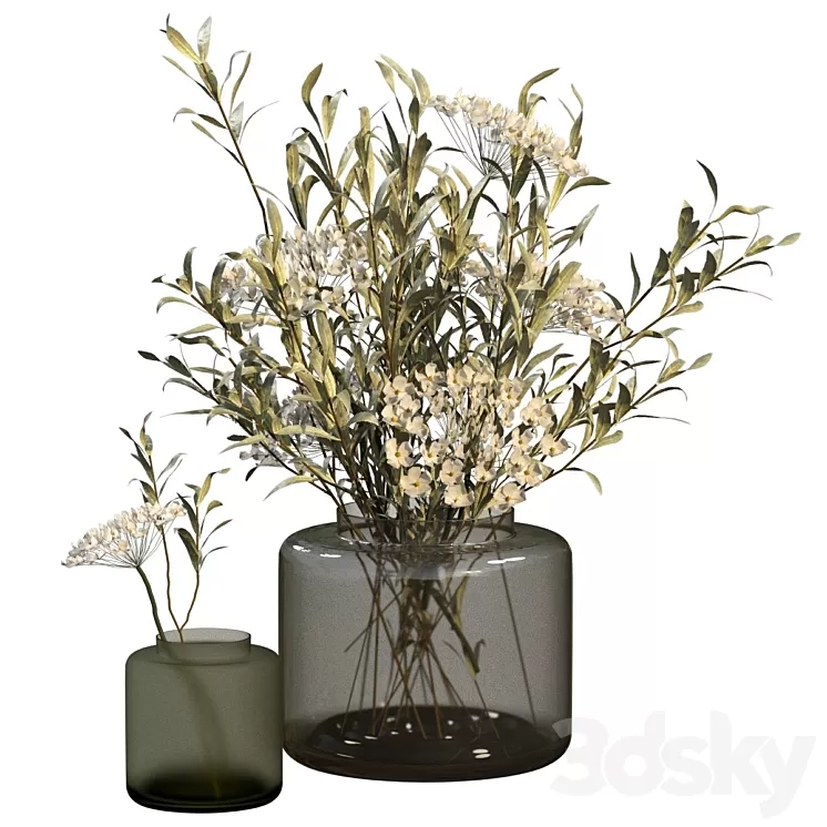 Bouquets in vases Ikea Konstfull 3D Model Free