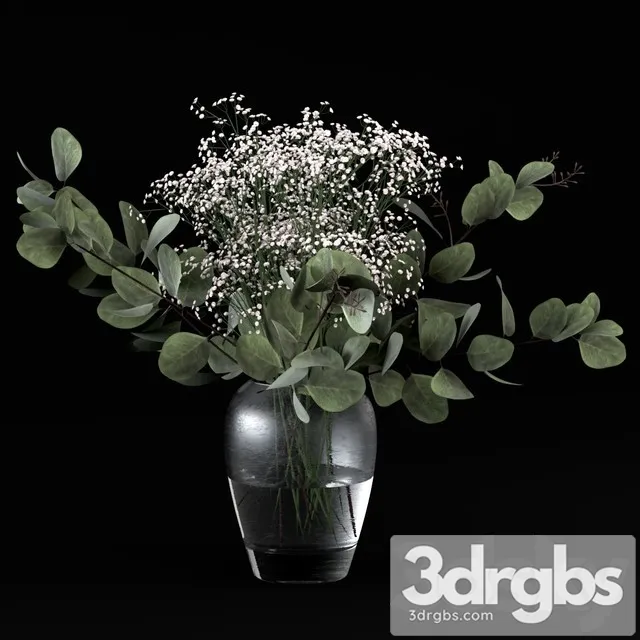 Bouquets of Eucalyptus With Flowers and Grass 3D Model Free