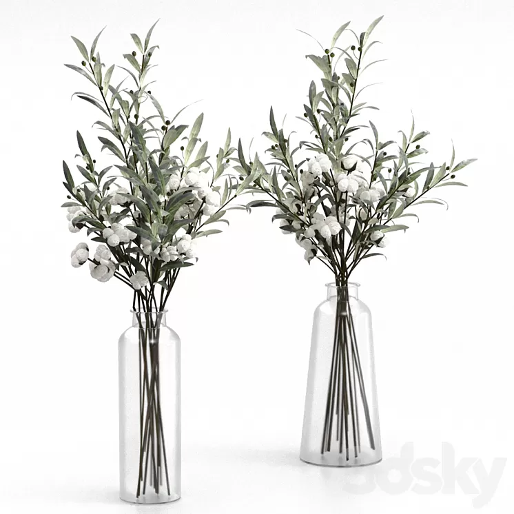 Bouquets of olives and cotton.