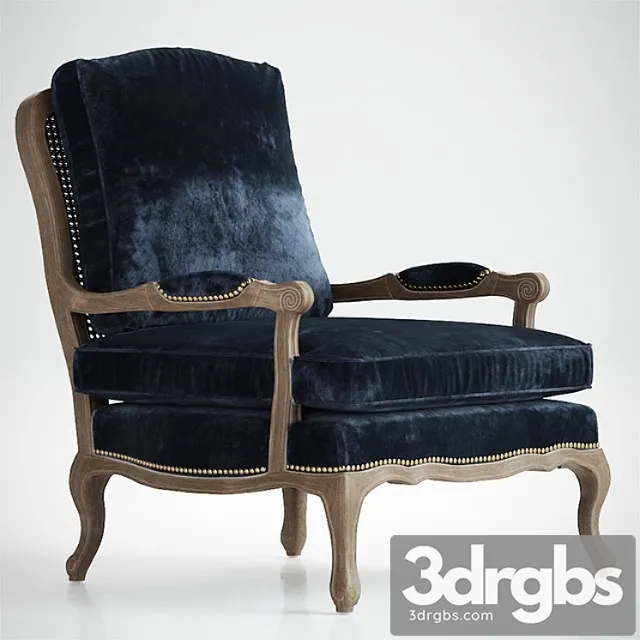 Boutique Accent Chair In Cut Blue Pile 2 3D Model Free