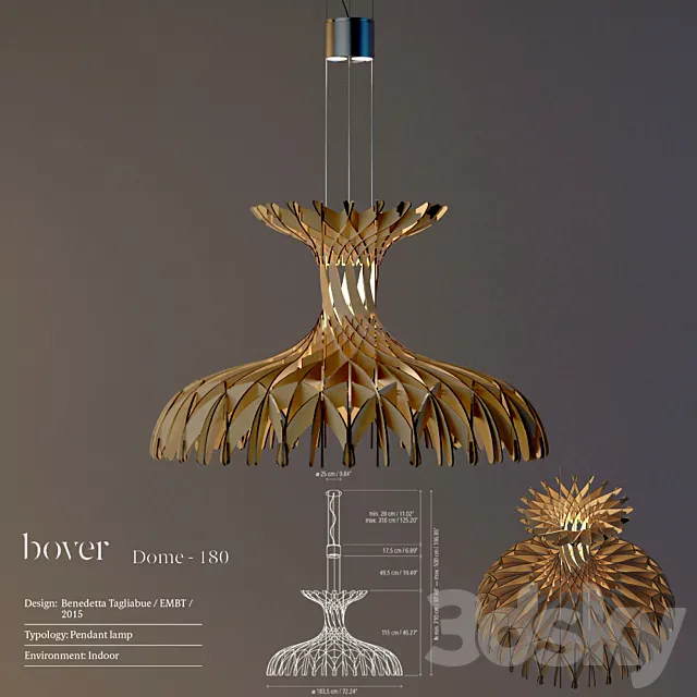 Bover Pendant Dome 180 Chandelier - Design by Benedetta Tagliabue - 3DModel