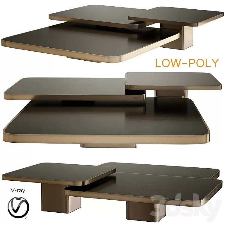 Bow Coffee Tables and Side Tables Classicon (low poly) 3D Model