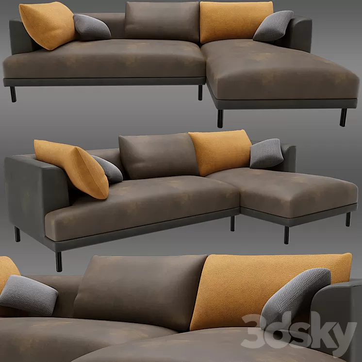 Bowery chaise corner sofa 3D Model