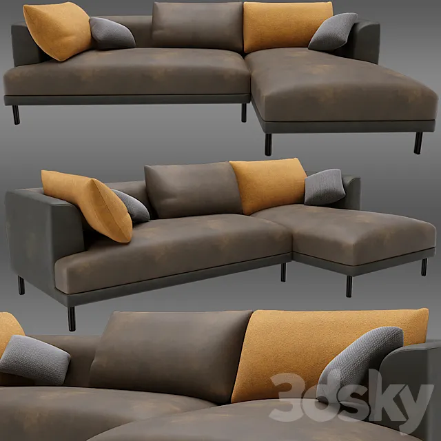 Bowery chaise corner sofa 3DModel
