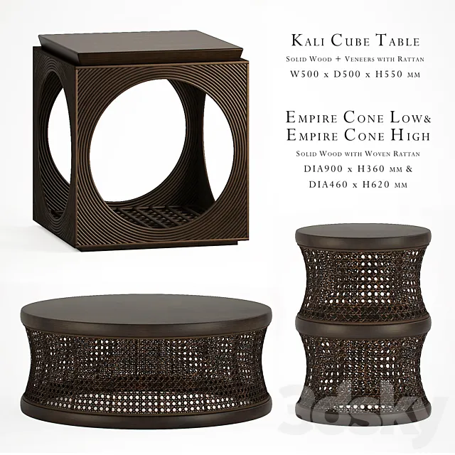 Box Living Empire Cone and Kali Cube Table 3DModel