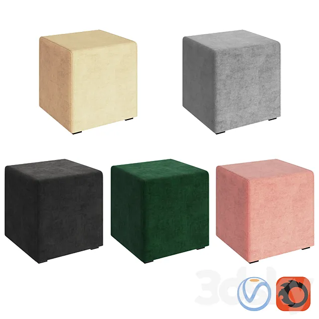Box Ottoman Colors 3D Model