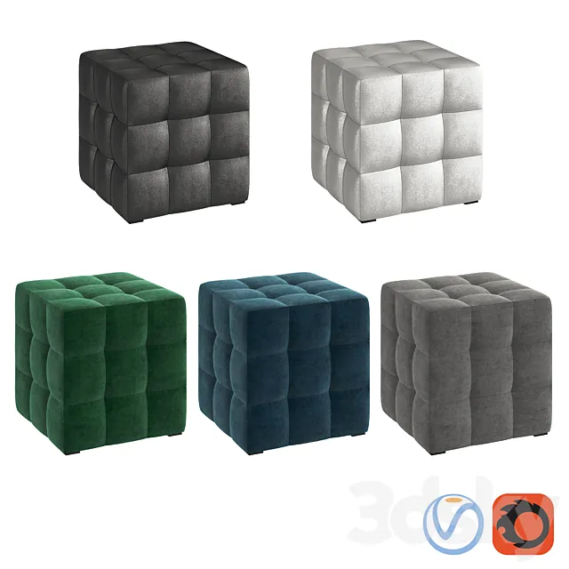 Box Ottoman Colors 3D Model