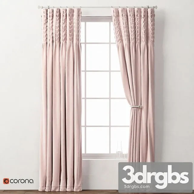 box-tufted velvet drapery panel 2 3D Model Free