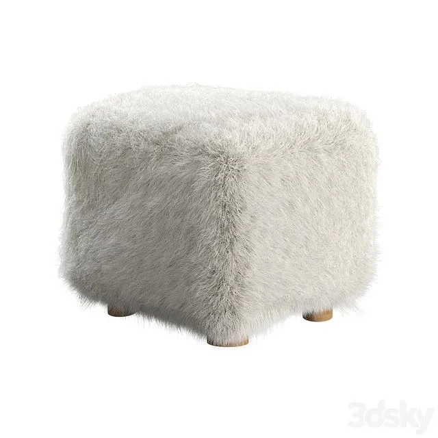 Bozzi Mongolian Sheepskin Ottoman Cb2 3D Model
