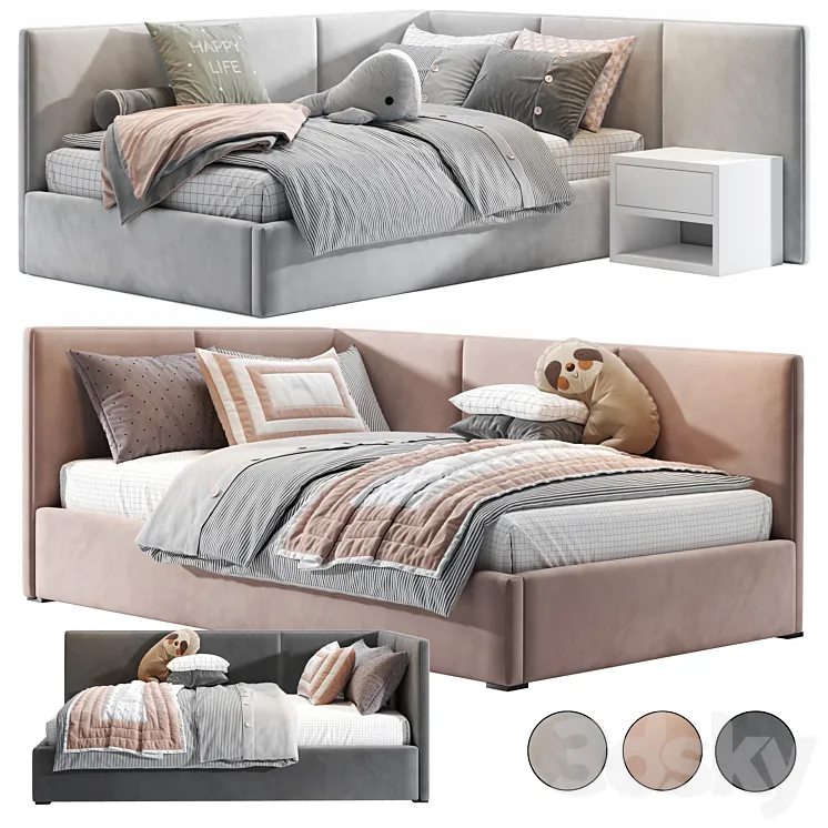 BR Corner Bed 3D Model Free