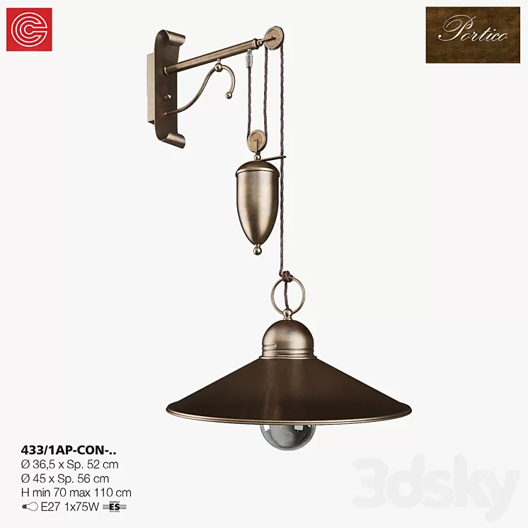 Bra Cremasco illuminazione Portico art. 433 3D Model