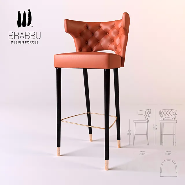 BRABBU design KANSAS BAR CHAIR 3DModel