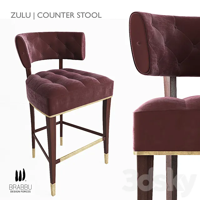 Brabbu - Zulu Counter Stool 3D Model